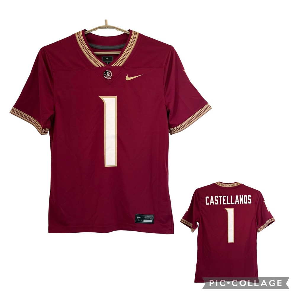 Nike FSU Florida State Seminoles Castellanos 1 Football Jersey Garnet Small NWOT